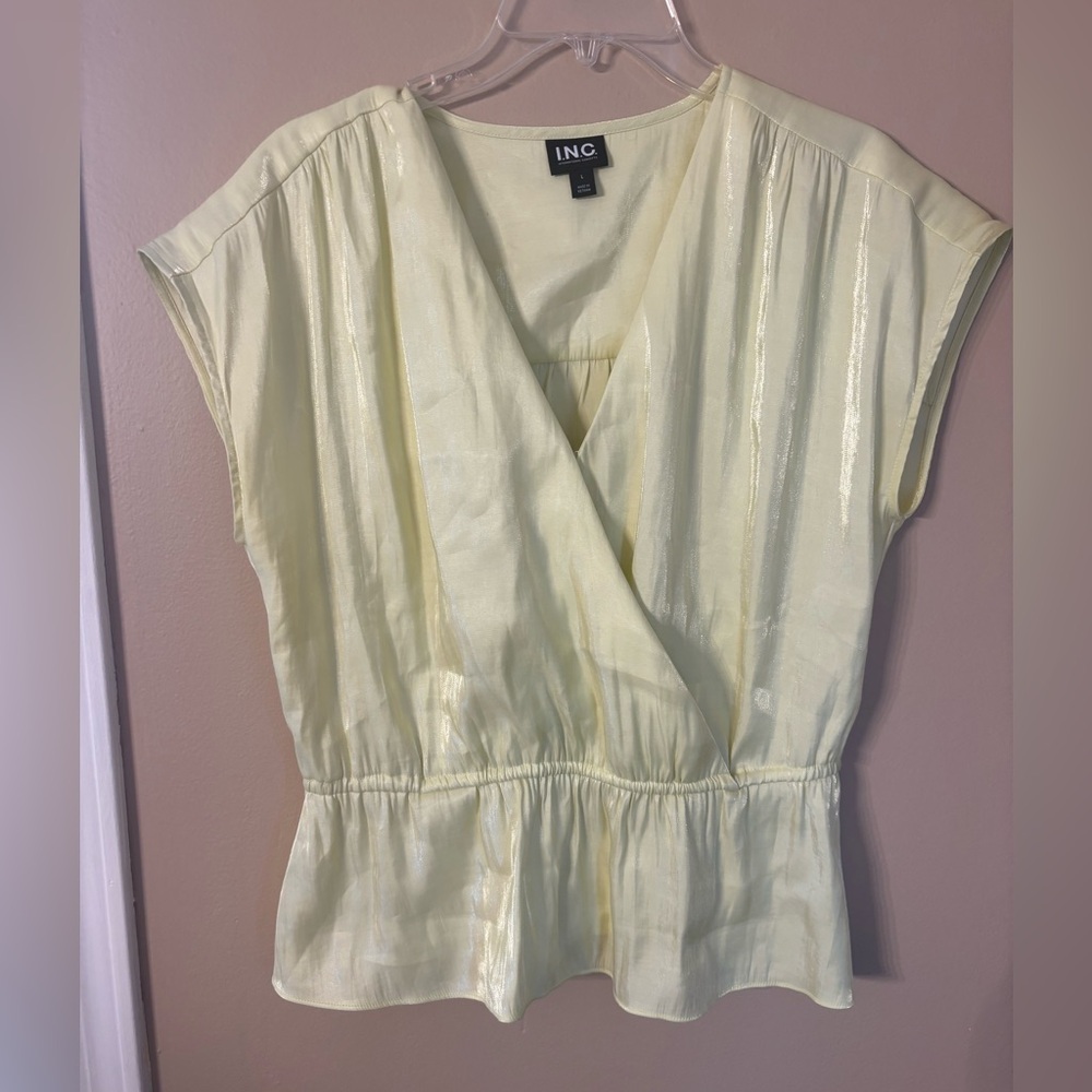 INC international concepts women’s short sleeve blouse Large